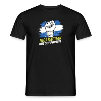 Not Nicaraguan But Supportive Nicaragua Flag - Men's T-Shirt - black - Front - AI Model Male 178 light (178cm)