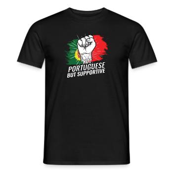Pas portugais mais drapeau portugais de soutien - T-shirt homme - noir - Devant - AI Model Male 178 light (178cm)