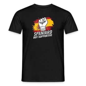 Not Spaniard But Supportive Spain Flag Country - Men's T-Shirt - black - Front - AI Model Male 178 light (178cm)