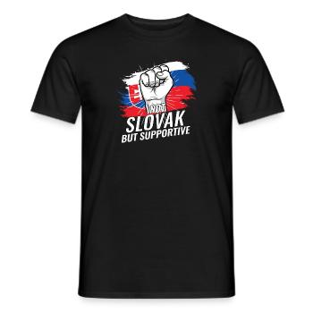 Not Slovak But Supportive Slovakia Flag Country - Men's T-Shirt - black - Front - AI Model Male 178 light (178cm)