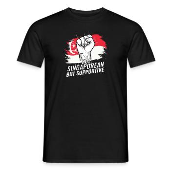 Not Singaporean But Supportive Singapore Flag - Men's T-Shirt - black - Front - AI Model Male 178 light (178cm)