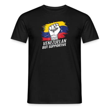 Pas vénézuélien mais favorable au drapeau vénézuélien - T-shirt homme - noir - Devant - AI Model Male 178 light (178cm)