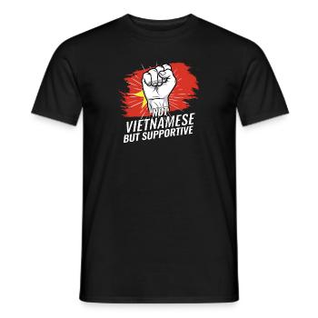 Pas vietnamien mais soutenant le drapeau du Vietnam - T-shirt homme - noir - Devant - AI Model Male 178 light (178cm)