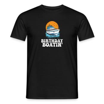 Pontoon Queen King Birthday Boatin Motorboat - Men's T-Shirt - black - Front - AI Model Male 178 light (178cm)