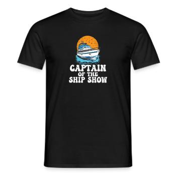 Captain Of The Ship Show Boating Pun Motorboat - Men's T-Shirt - black - Front - AI Model Male 178 light (178cm)