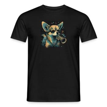 Chihuahua | Saxophone Musique Groupe Chien Drôle - T-shirt homme - noir - Devant - AI Model Male 178 light (178cm)