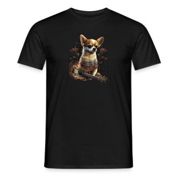 Chihuahua | Aloha Ukulélé Hawaï Guitare Chien - T-shirt homme - noir - Devant - AI Model Male 178 light (178cm)