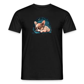 Chihuahua | Schlaf Nacht Pyjama Sonntag Niedlich - Männer T-Shirt - Schwarz - Vorne - AI Model Male 178 light (178cm)