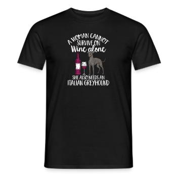 Lévrier italien Greyhound Chiens - T-shirt homme - noir - Devant - AI Model Male 178 light (178cm)