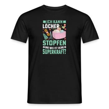 Löcher stopfen Nähen Geschenkidee - Männer T-Shirt - Schwarz - Vorne - AI Model Male 178 light (178cm)