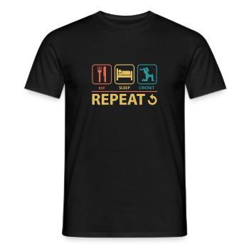 Essen Schlafen Grille Wiederholung Vintage Lustig - Männer T-Shirt - Schwarz - Vorne - AI Model Male 178 light (178cm)