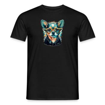 Chihuahua - Hipster Glasses Cool Dog Cute Modern - Men's T-Shirt - black - Front - AI Model Male 178 light (178cm)