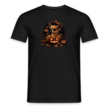 Chihuahua Costume d'Halloween - Citrouille - T-shirt homme - noir - Devant - AI Model Male 178 light (178cm)