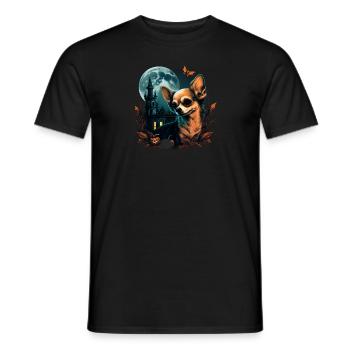 Chihuahua Costume d'Halloween - Citrouille - T-shirt homme - noir - Devant - AI Model Male 178 light (178cm)