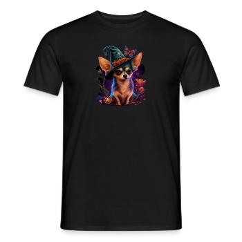 Chihuahua Costume d'Halloween - Citrouille - T-shirt homme - noir - Devant - AI Model Male 178 light (178cm)