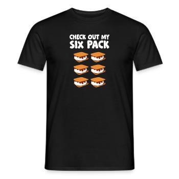 Funny Check Out My Six Pack Smore Camper Marshmall - Men's T-Shirt - black - Front - AI Model Male 178 light (178cm)