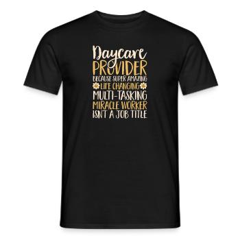 Éducateur d’enseignants en garderie - T-shirt homme - noir - Devant - AI Model Male 178 light (178cm)