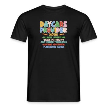 Éducateur d’enseignants en garderie - T-shirt homme - noir - Devant - AI Model Male 178 light (178cm)