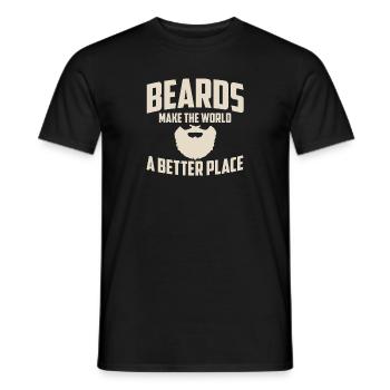 Funny Facial Hair Quote Beards Make The World A - Männer T-Shirt - Schwarz - Vorne - AI Model Male 178 light (178cm)