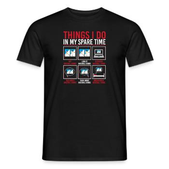 Men Collector Baseball Cards Things I Do In My Spa - Men's T-Shirt - black - Front - AI Model Male 178 light (178cm)