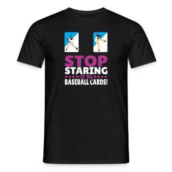 Trader Collector Funny Arrête de regarder ma balle de baseball - T-shirt homme - noir - Devant - AI Model Male 178 light (178cm)