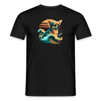 Chihuahua | Surf Cool Planche Surfeur Océan Chien - T-shirt homme - noir - Devant - AI Model Male 178 light (178cm)