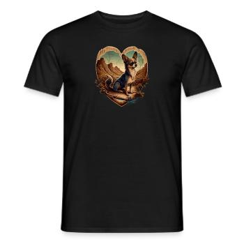 Chihuahua | Niedlicher Hund Welpe Natur Holz Herz - Männer T-Shirt - Schwarz - Vorne - AI Model Male 178 light (178cm)