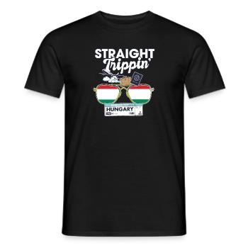 Straight Trippin' Hungary Vacation Tour Travel - Men's T-Shirt - black - Front - AI Model Male 178 light (178cm)