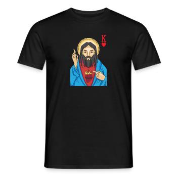 Jésus-Christ est Roi De Cœur Religieux Chrétien - T-shirt homme - noir - Devant - AI Model Male 178 light (178cm)