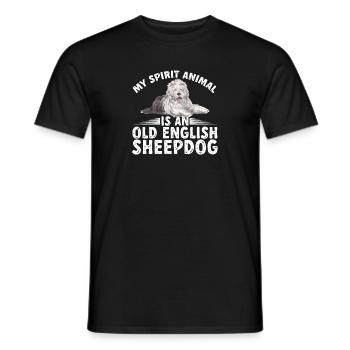 Old English Sheepdog Sheepie Bobtail - Men's T-Shirt - black - Front - AI Model Male 178 light (178cm)