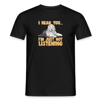 Vieux chien de berger anglais Sheepie Bobtail - T-shirt homme - noir - Devant - AI Model Male 178 light (178cm)