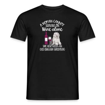 Vieux chien de berger anglais Sheepie Bobtail - T-shirt homme - noir - Devant - AI Model Male 178 light (178cm)