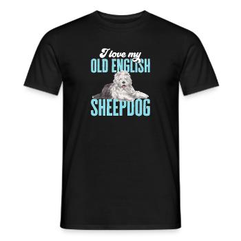 Vieux chien de berger anglais Sheepie Bobtail - T-shirt homme - noir - Devant - AI Model Male 178 light (178cm)