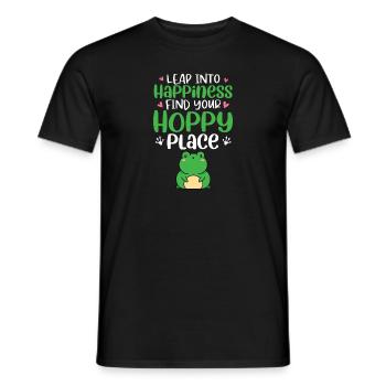 Frog Leap Into Happiness Find Your Hoppy Place Her - Men's T-Shirt - black - Front - AI Model Male 178 light (178cm)