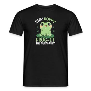 Amphibian Stay Hoppy Frog Et The Negativity Herpet - T-shirt homme - noir - Devant - AI Model Male 178 light (178cm)
