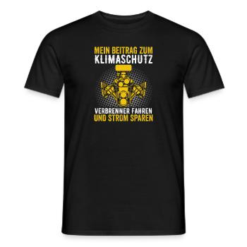 Verbrenner Fahren Strom Klimaschutz Lustig - Männer T-Shirt - Schwarz - Vorne - AI Model Male 178 light (178cm)