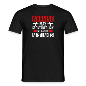 Avertissement peut spontanément parler d’avions - T-shirt homme - noir - Devant - AI Model Male 178 light (178cm)