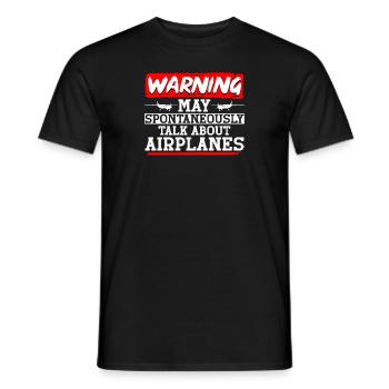 Avertissement peut spontanément parler d’avions - T-shirt homme - noir - Devant - AI Model Male 178 light (178cm)
