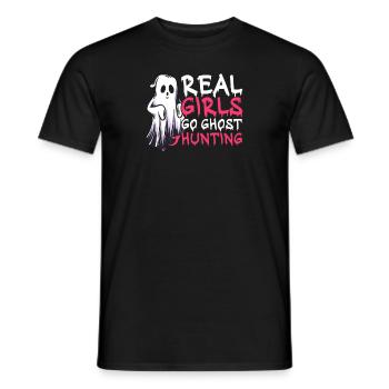 De vraies filles vont à la chasse aux fantômes Halloween - T-shirt homme - noir - Devant - AI Model Male 178 light (178cm)