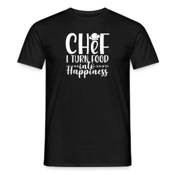 Chef Je transforme la nourriture en bonheur - T-shirt homme - noir - Devant - AI Model Male 178 light (178cm)