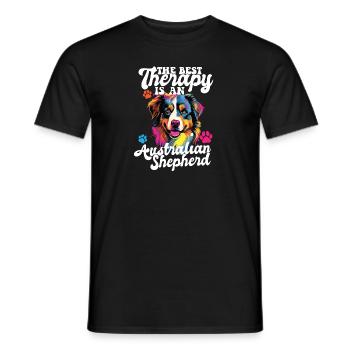 Australian Shepherd Pop Art & Dog Lover & Splash - Men's T-Shirt - black - Front - AI Model Male 178 light (178cm)