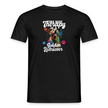 The Best Therapy Is A Golden Retriever Dog Mom - Men's T-Shirt - black - Front - AI Model Male 178 light (178cm)
