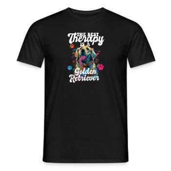 The Best Therapy Is A Golden Retriever Dog Mom - Männer T-Shirt - Schwarz - Vorne - AI Model Male 178 light (178cm)