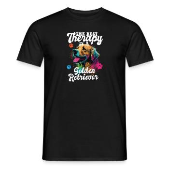 The Best Therapy Is A Golden Retriever Dog Mom - Men's T-Shirt - black - Front - AI Model Male 178 light (178cm)