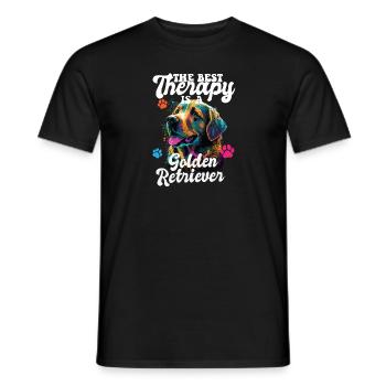 The Best Therapy Is A Golden Retriever Dog Mom - Men's T-Shirt - black - Front - AI Model Male 178 light (178cm)