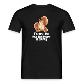 Excuse Me Your Bird Feeder Is Empty Funny Squirrel - Men's T-Shirt - black - Front - AI Model Male 178 light (178cm)