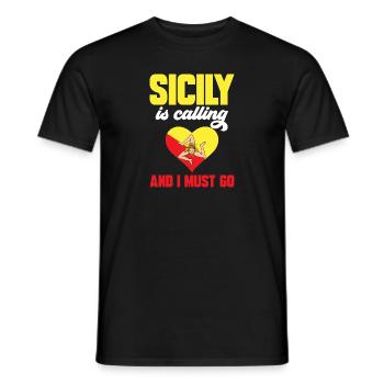 Sicily Flag Italy Sicily - Men's T-Shirt - black - Front - AI Model Male 178 light (178cm)