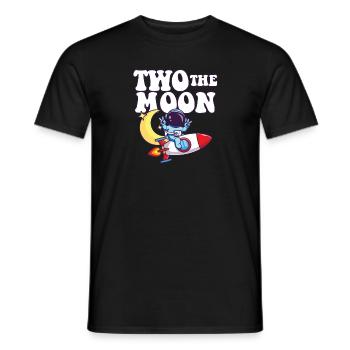 Two The Moon Astronaut Outer Space 2nd Birthday - Männer T-Shirt - Schwarz - Vorne - AI Model Male 178 light (178cm)