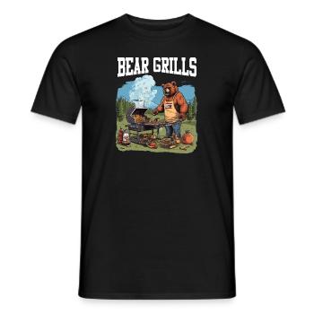 Bear Grills Barbecue BBQ Grillades Camping Sauvage - T-shirt homme - noir - Devant - AI Model Male 178 light (178cm)