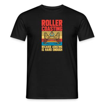 Achterbahn Rollercoaster Freizeitpark - Männer T-Shirt - Schwarz - Vorne - AI Model Male 178 light (178cm)